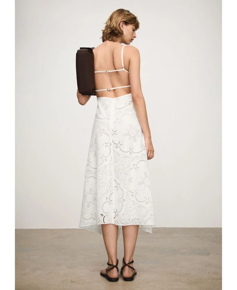 Mango Women's Asymmetrical Embroidered Dress