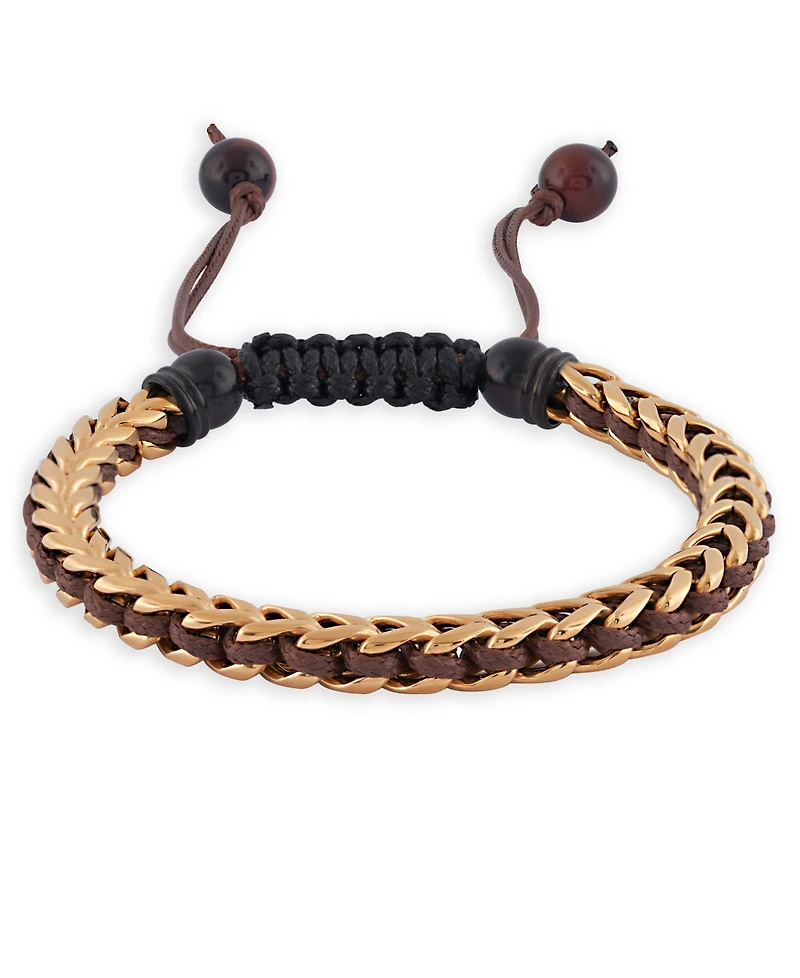 Rhona Sutton Gold Arrow Chain Wax Cord Stainless Steel Bracelet