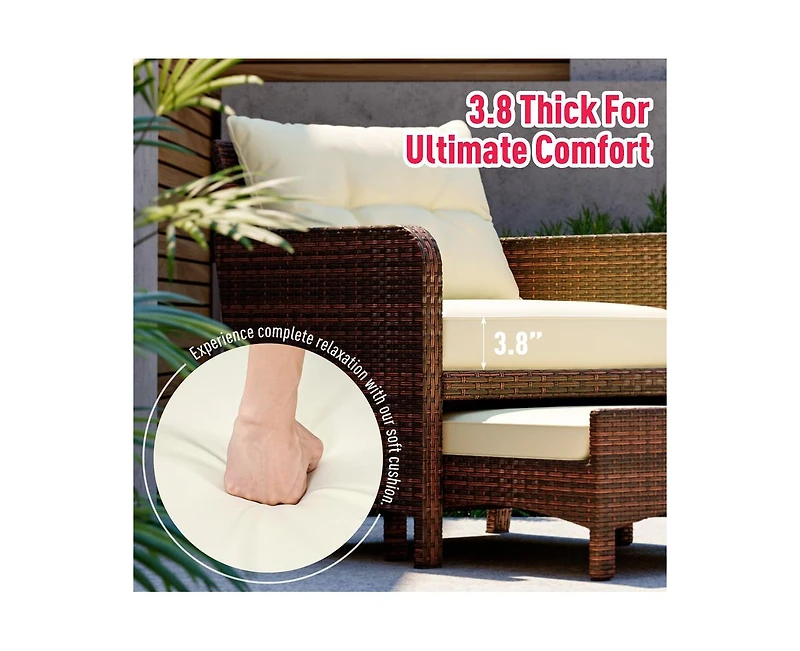 Pamapic 5-Piece Wicker Patio Conversation Set with Cushions