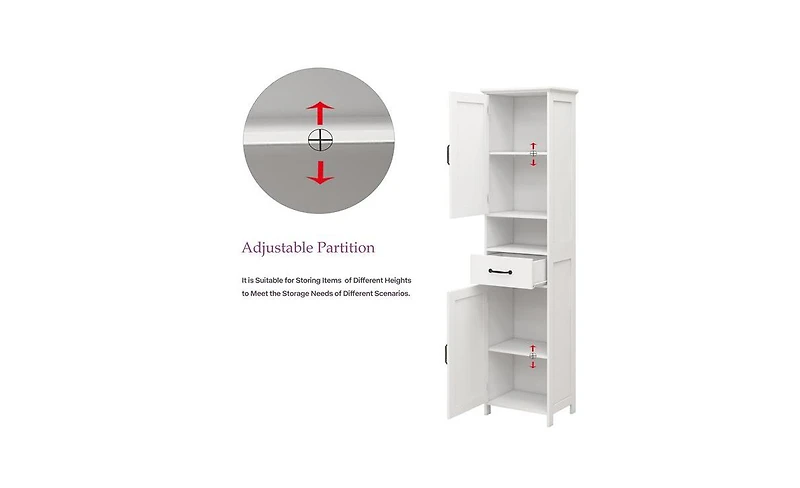 Slim Floor Cabinet with Double Doors – Space-Saving Tall Storage Unit for Small Rooms & Tight Spaces