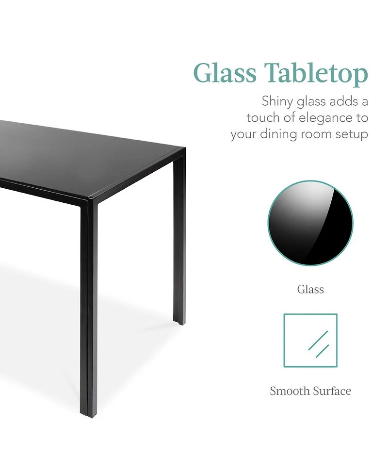 Best Choice Products 5-Piece Kitchen Dining Table Set w/ Glass Tabletop, 4 Faux Leather Chairs