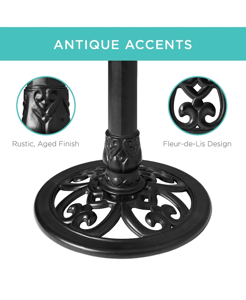 Best Choice Products Outdoor Rustic Pedestal Bird Bath Accent for Garden, Yard w/ Fleur-de-Lis Accents