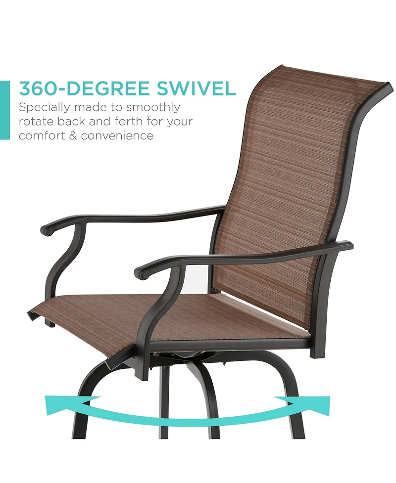 Best Choice Products Set of 2 Outdoor Swivel Bar Stools, Patio Barstool Chairs w/ 360 Rotation, All-Weather Mesh