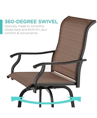 Best Choice Products Set of 2 Outdoor Swivel Bar Stools, Patio Barstool Chairs w/ 360 Rotation, All-Weather Mesh