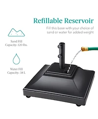 Best Choice Products Mobile Umbrella Base, Fillable Heavy-Duty Market Stand w/4 Wheels, 2 Locks, 120lb Capacity