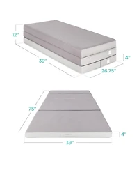 Best Choice Products 4in Thick Folding Portable Gray Mattress Topper w/ Carry Case