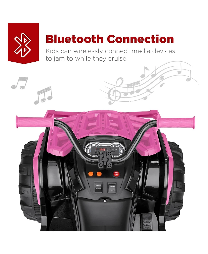 Best Choice Products 12V Kids Ride-On Atv Quad w/ Bluetooth, 3.7mph Max, Treaded Tires, Led Lights, Radio