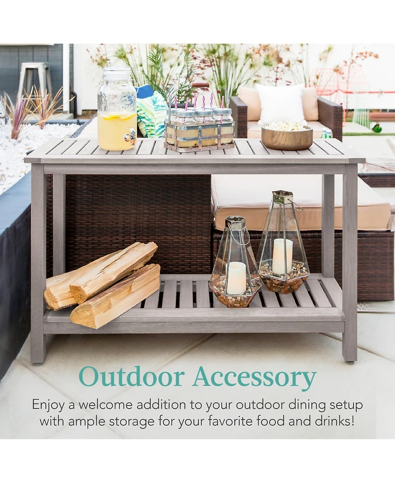 Best Choice Products 48in 2-Shelf Indoor Outdoor Wooden Console Table Multifunctional Buffet Bar Storage
