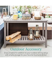 Best Choice Products 48in 2-Shelf Indoor Outdoor Wooden Console Table Multifunctional Buffet Bar Storage