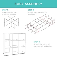 Best Choice Products 9-Cube Bookshelf, 11in Display Storage Compartment Organizer w/ 3 Removable Back Panels