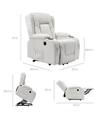 Best Choice Products Electric Power Lift Linen Recliner Massage Chair Furniture w/ Usb Port, Heat, Cupholders