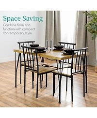 Best Choice Products 5-Piece Indoor Modern Metal Wood Rectangular Dining Table Furniture Set w/ 4 Chairs
