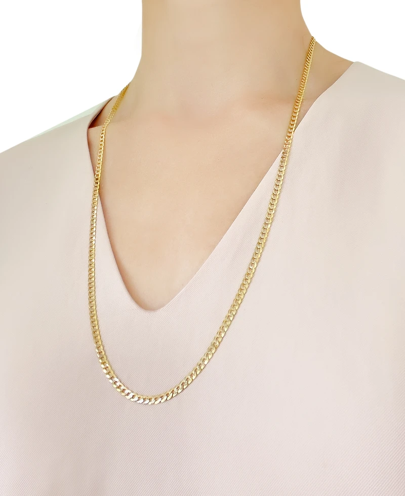 28" Two-Tone Open Curb Link Chain Necklace (3-5/8mm) in Solid 14k Gold & White Gold