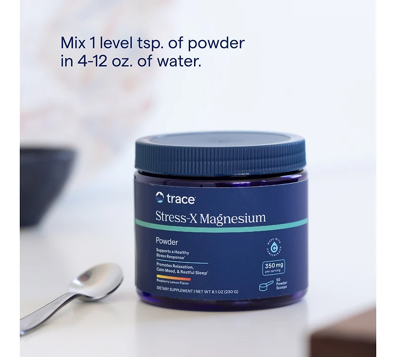 Trace Minerals Stress-x Magnesium, 350mg - Powder Magnesium Supplement to Support Muscle Relaxation & Recovery