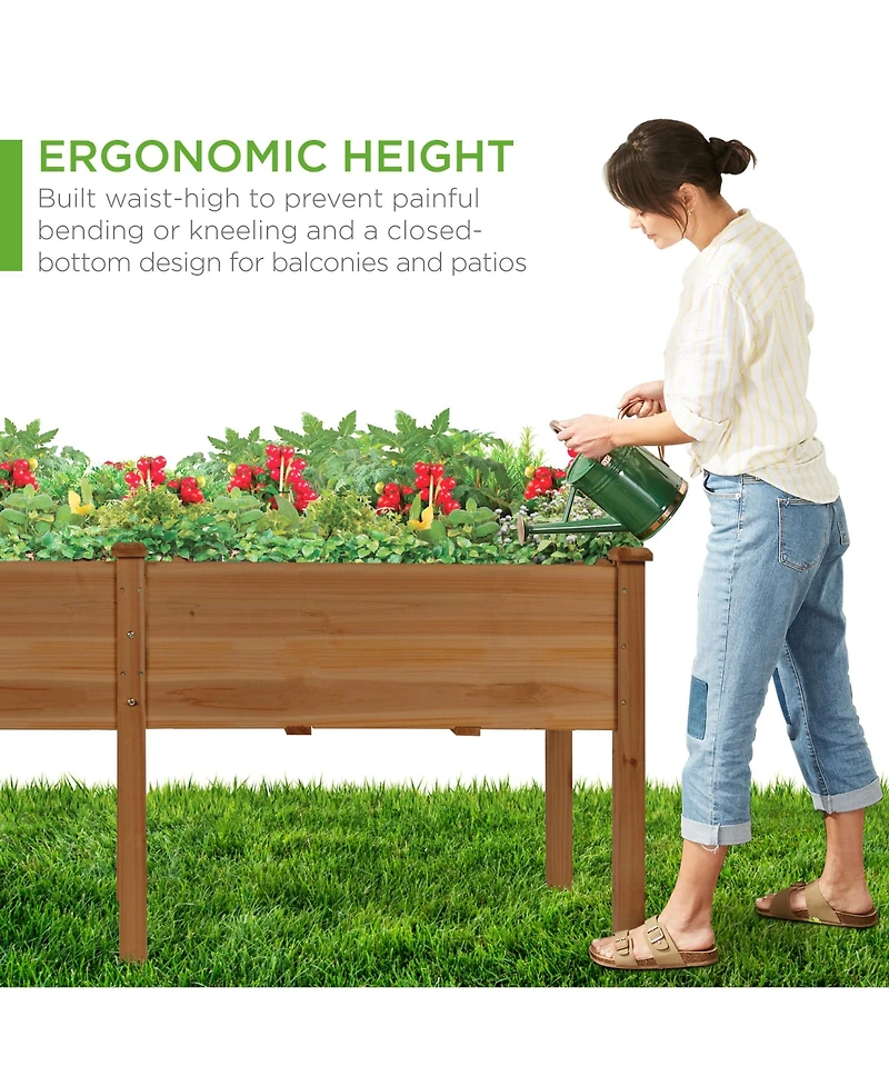 Best Choice Products 72x23x30in Raised Garden Bed, Elevated Wood Planter Box for Patio w/ Divider Panel