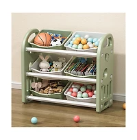 Kids Toy Storage Organizer – Green Multi-Functional Unit with 6 Bins, Hdpe Shelves for Playroom, Bedroom, or Living Room