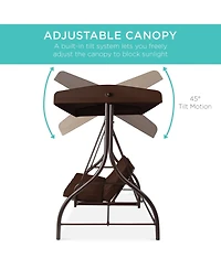 Best Choice Products 3-Seat Outdoor Converting Canopy Swing Glider Patio Hammock w/ Removable Cushions