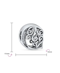 Bling Jewelry Initial Alphabet Bead Charm Fancy Scroll Cz Sparkle Block Letter A-z for Bracelet