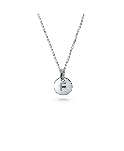 Bling Jewelry Tiny Minimalist Initial Pendant Necklace Sterling Silver A-z Alphabet Disc