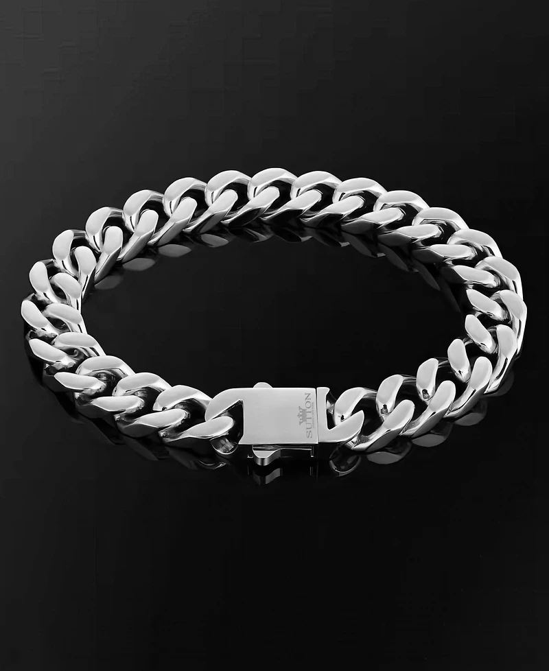 Rhona Sutton Silver Stainless Steel Miami Cuban 8" Chain Bracelet