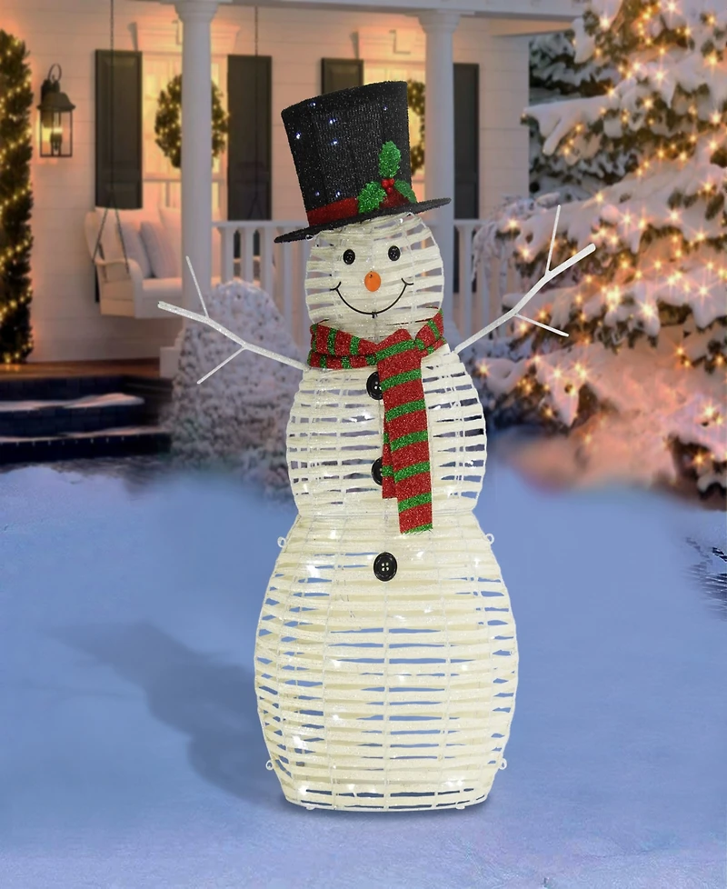 Puleo 48" Outdoor Pre-Lit Snowman with Led Lights