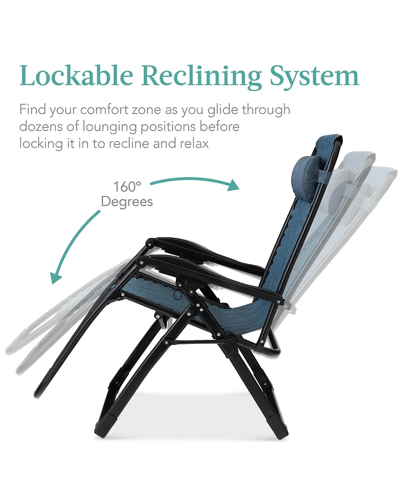 Best Choice Products Oversized Zero Gravity Chair, Folding Recliner w/ Removable Cushion