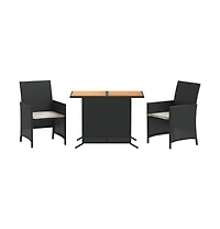 vidaXL 3 Piece Bistro Set with Cushions Poly Rattan