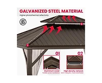Pamapic 12 ft. x 14 ft. Metal Hardtop Gazebo with Curtains