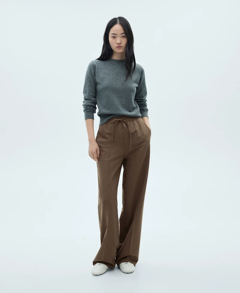 Mango Women's Elastic-Waist Straight Pants