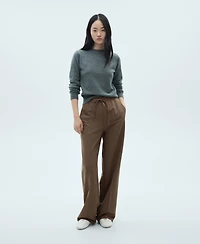 Mango Women's Elastic-Waist Straight Pants