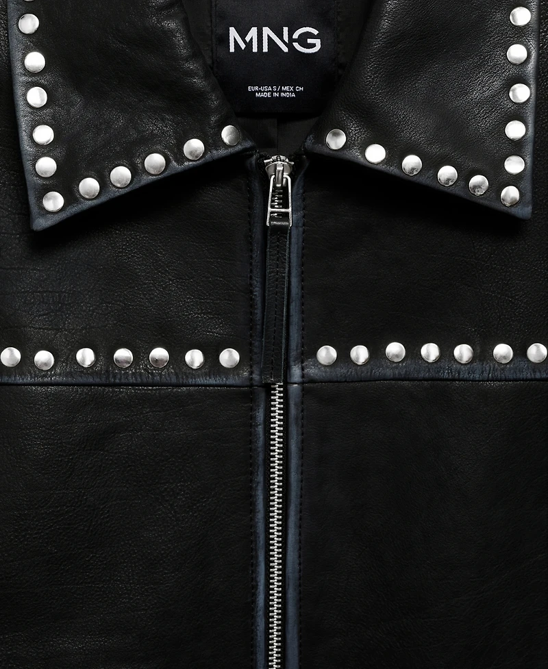 Mango Women's Studded Leather Jacket