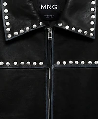 Mango Women's Studded Leather Jacket
