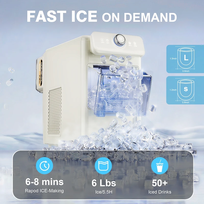 Jinjunye Commercial Ice Maker Machine, 100LBS/Day, Timer & Self Cleaning, Stainless Steel Ice Maker for Bar Restaurant Home Office,Ice Machine with Sc