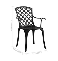 vidaXL 3 Piece Bistro Set Cast Aluminum Black