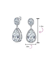 Bling Jewelry Classic Statement 7CT Cz Large Pear Shaped Cubic Zirconia Pave Halo Teardrop Chandelier Dangle Earrings