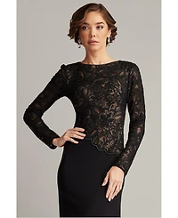 Tadashi Shoji Women's Shika Embroidered Crepe Gown