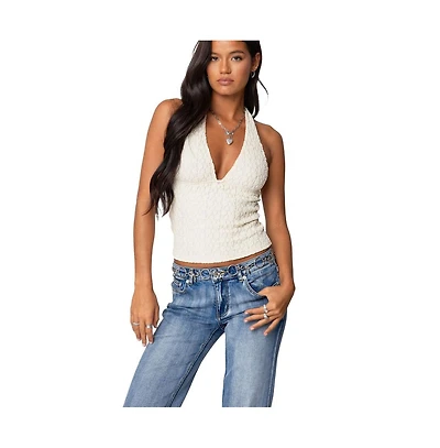 Edikted Womens Willow Textured Halter Top