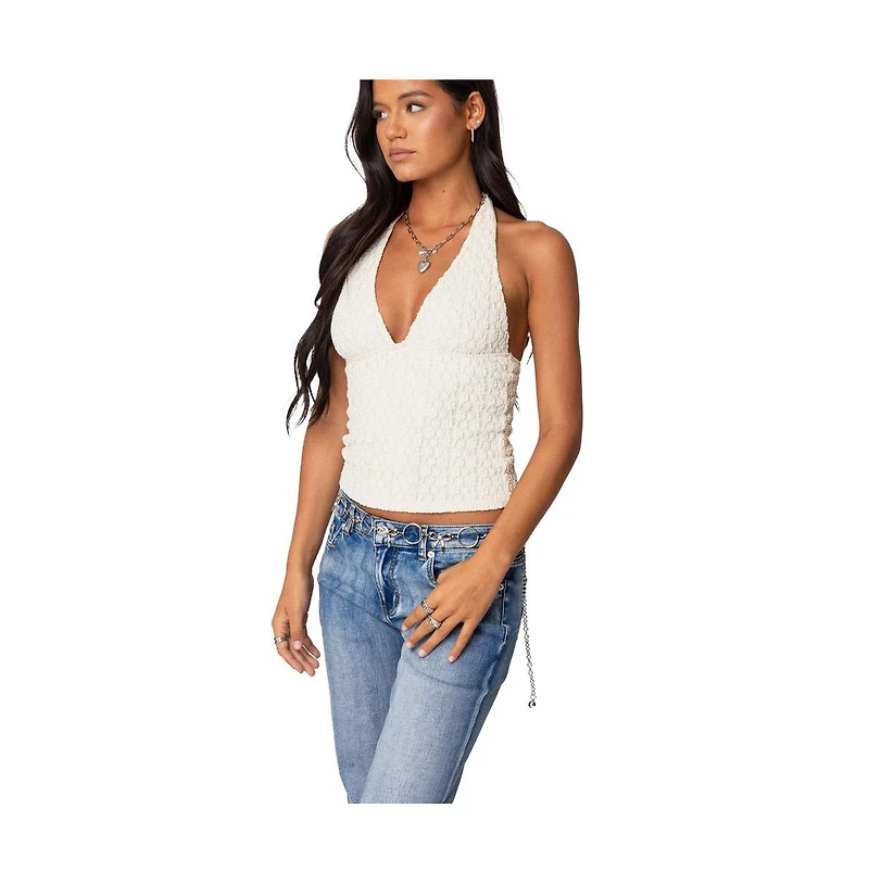 Edikted Womens Willow Textured Halter Top