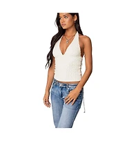 Edikted Womens Willow Textured Halter Top