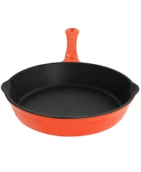 MegaChef Enameled Round 8 Inch PreSeasoned Cast Iron Frying Pan Orange