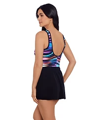 ShapeSolver Sport by Penbrooke Women's Sporty Binded Runaround One Piece Swimsuit