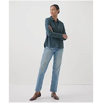 Pact Women's Organic Relaxed Slub Long Sleeve Button Up
