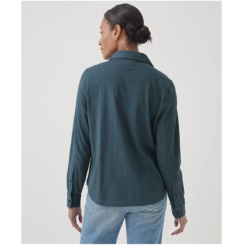 Pact Women's Organic Relaxed Slub Long Sleeve Button Up