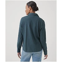 Pact Women's Organic Relaxed Slub Long Sleeve Button Up