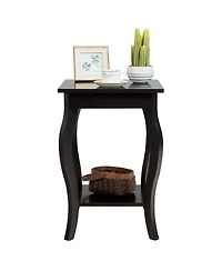 Gymax Accent Side Table Sofa End Table Nightstand Coffee Table w/ Storage Shelf Brown