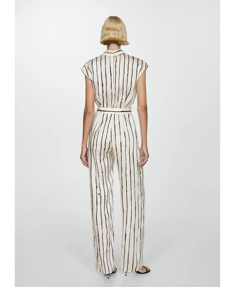 Mango Women's Satin Stripes Jumpsuit