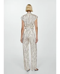 Mango Women's Satin Stripes Jumpsuit