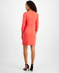 julia jordan Women's Puffed-Shoulder Twist-Front Dress