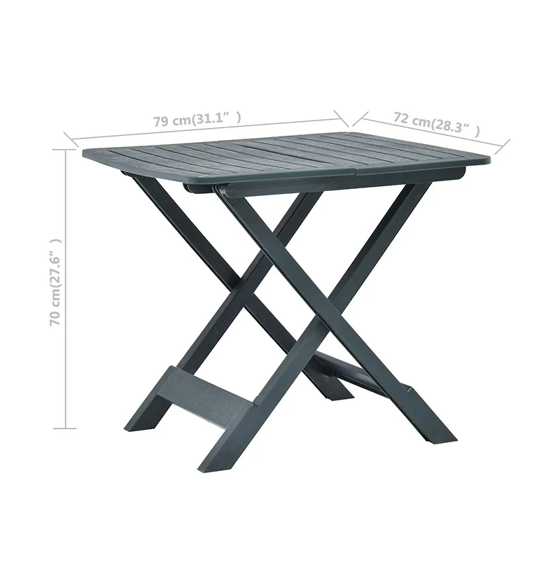 vidaXL Folding Patio Table Green 31.1"x28.3"x27.6" Plastic