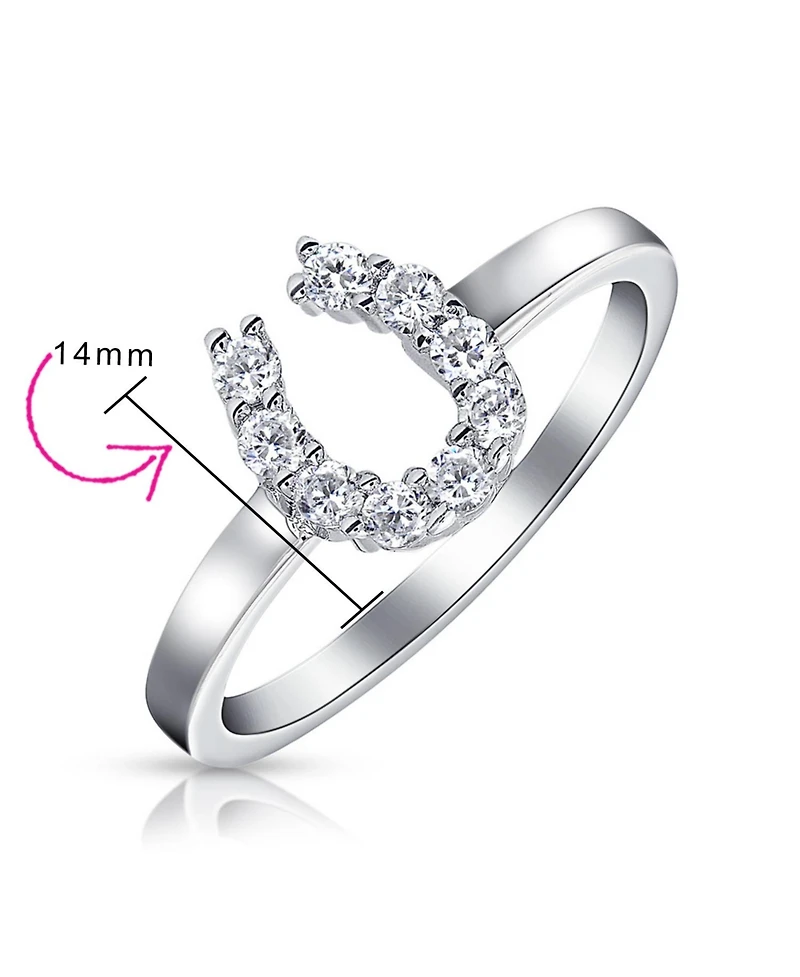 Bling Jewelry Good Luck Cubic Zirconia Pave Cz Equine Cowgirl Equestrian Horseshoe Ring .925 Sterling Silver